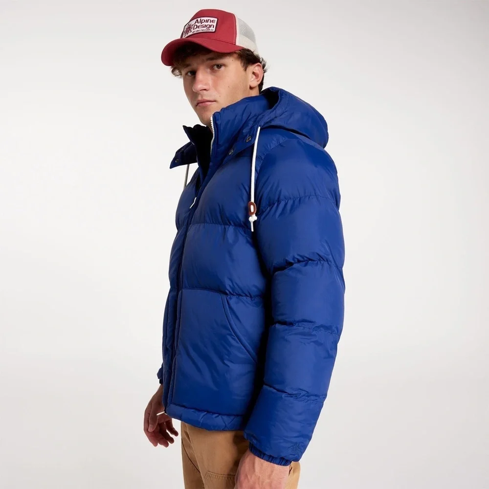 Alpine Design Puffer Jacket Men M Space Blue 1962 Retro Removable Hood. NWT!